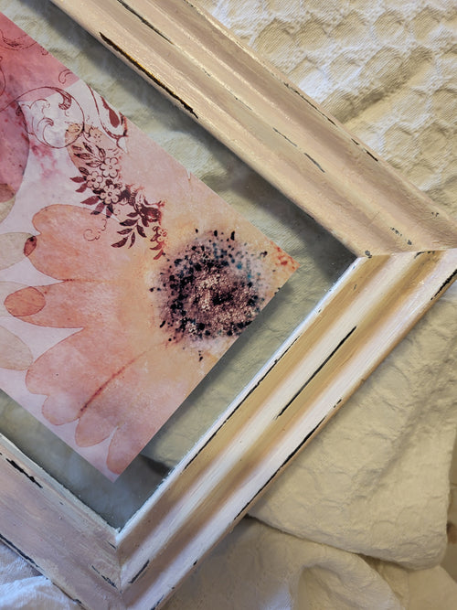 "Harmony" Upcycled Floral Framed Art — Handpainted Frame Home Decor