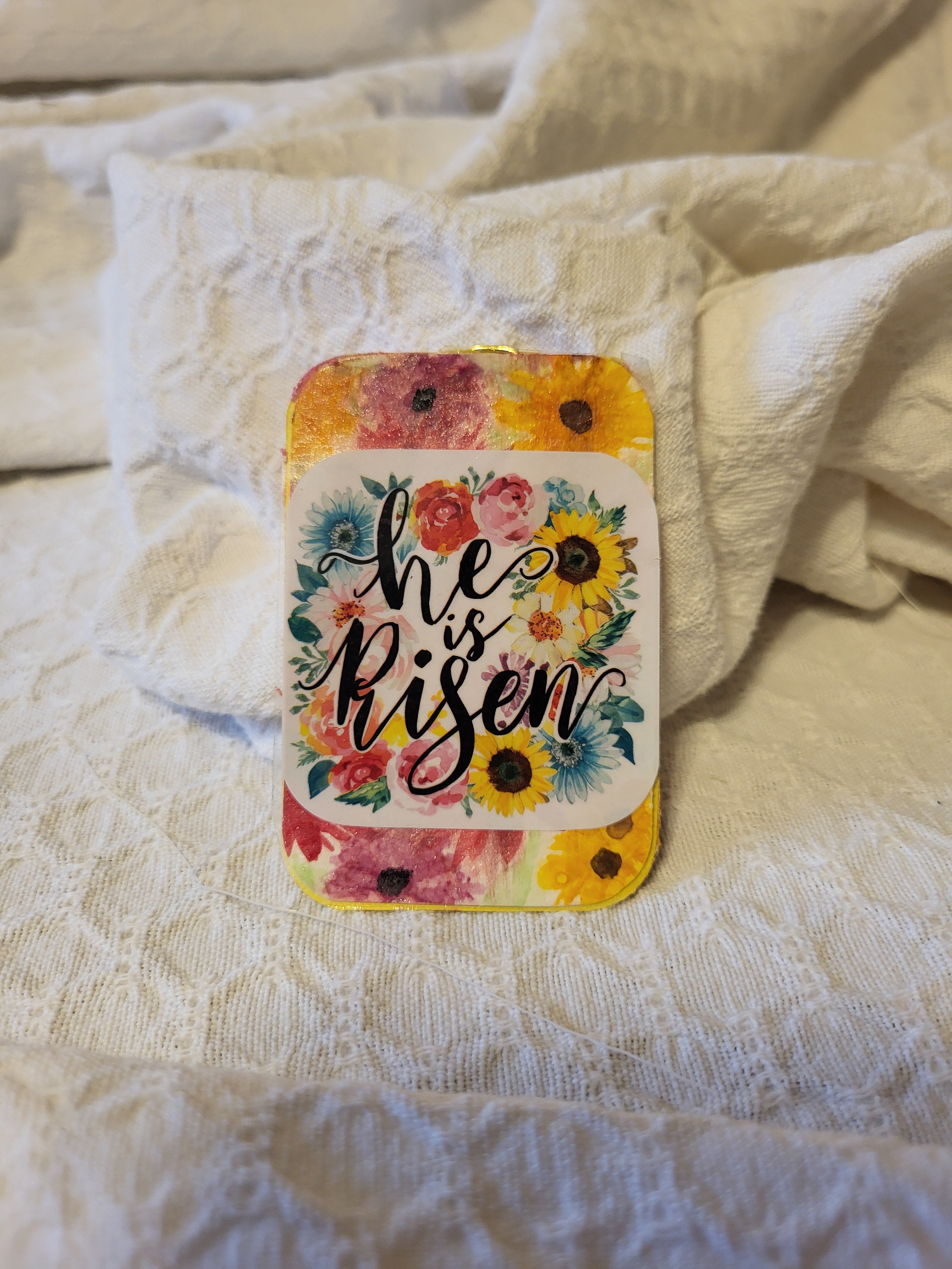 Daisy Watercolor Hidden Paperclip Bookmark – "He is Risen"