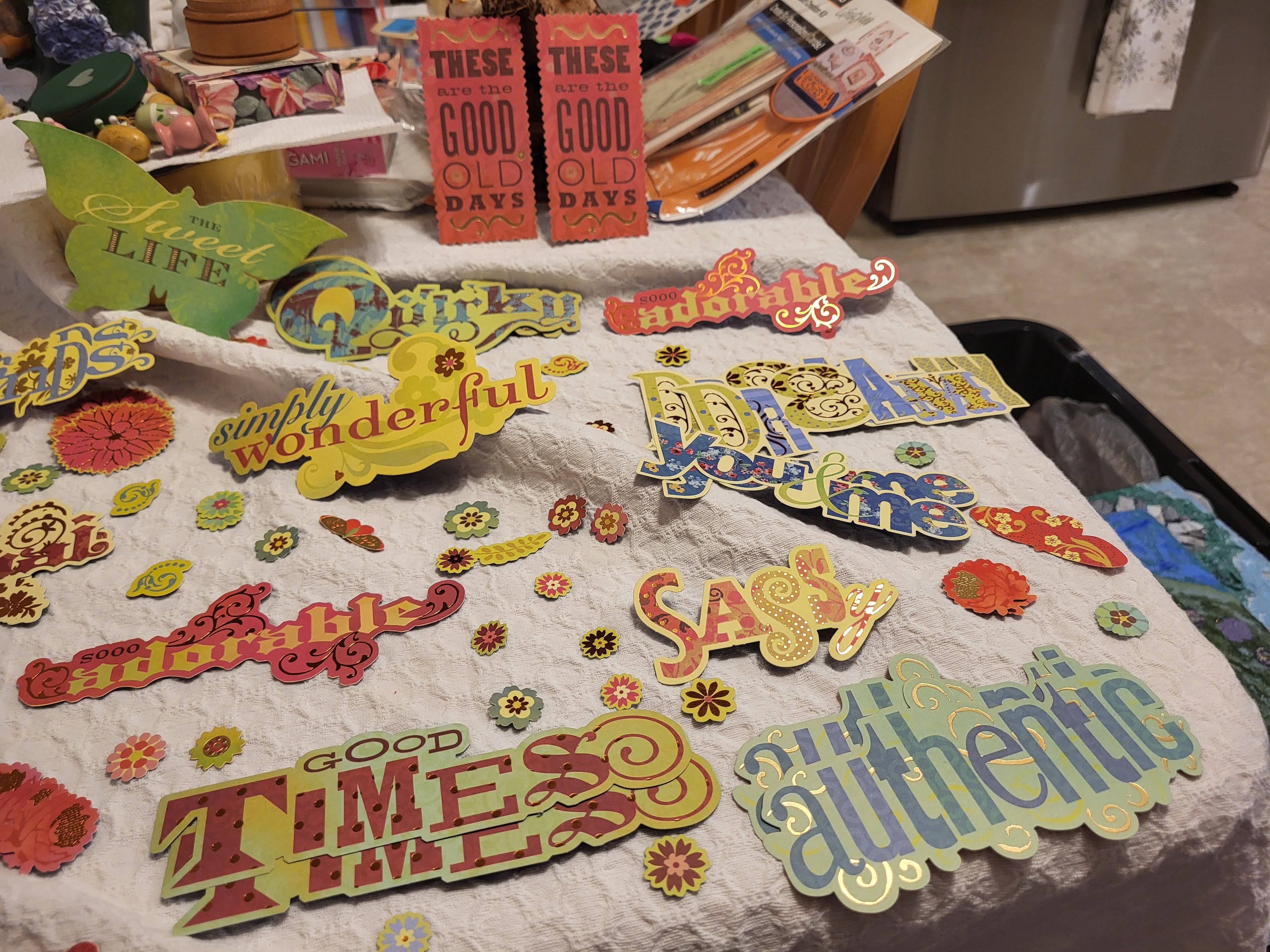 Bright colored sentiments-Paper crafting embellishments