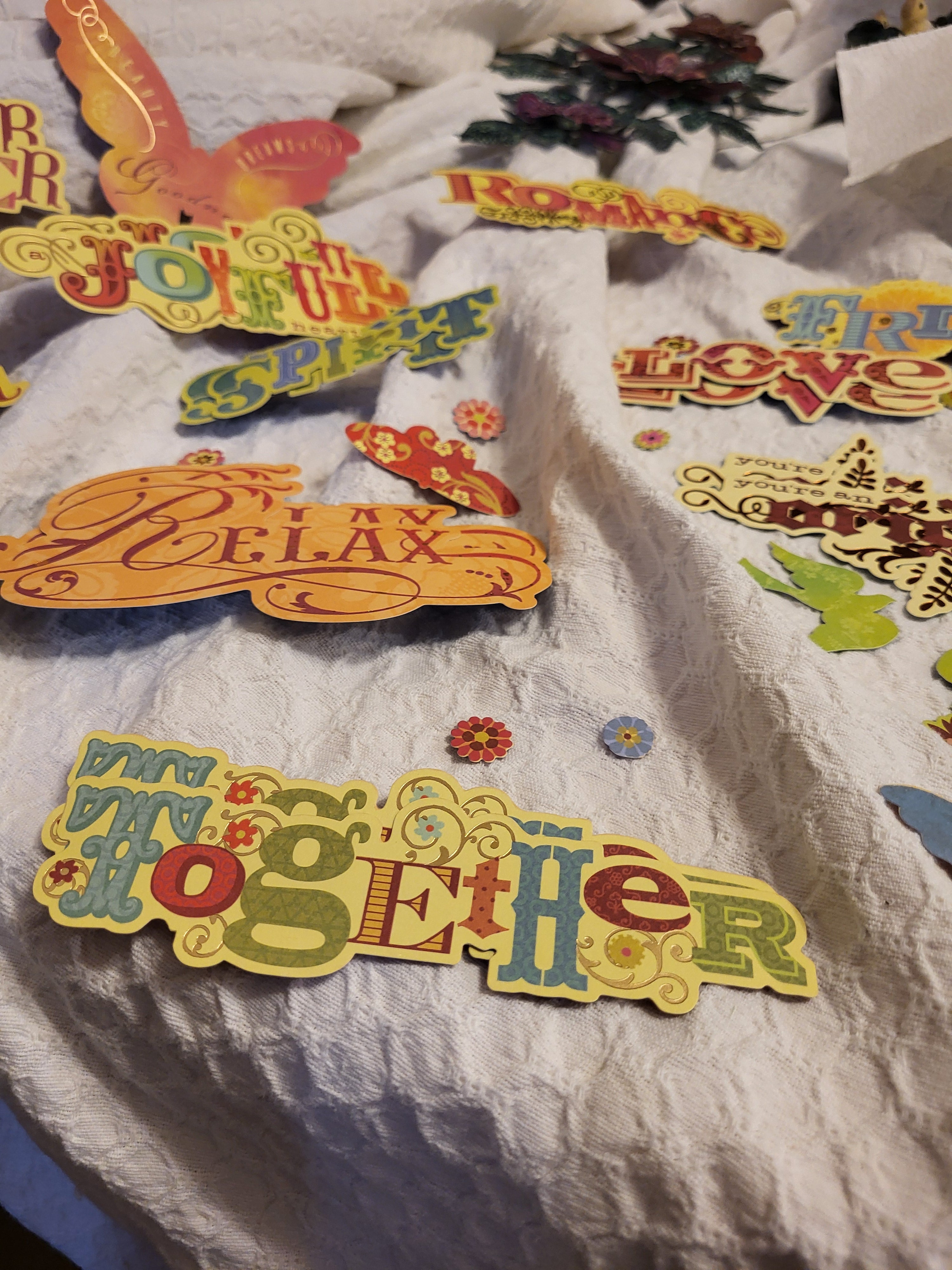 Bright colored sentiments-Paper crafting embellishments