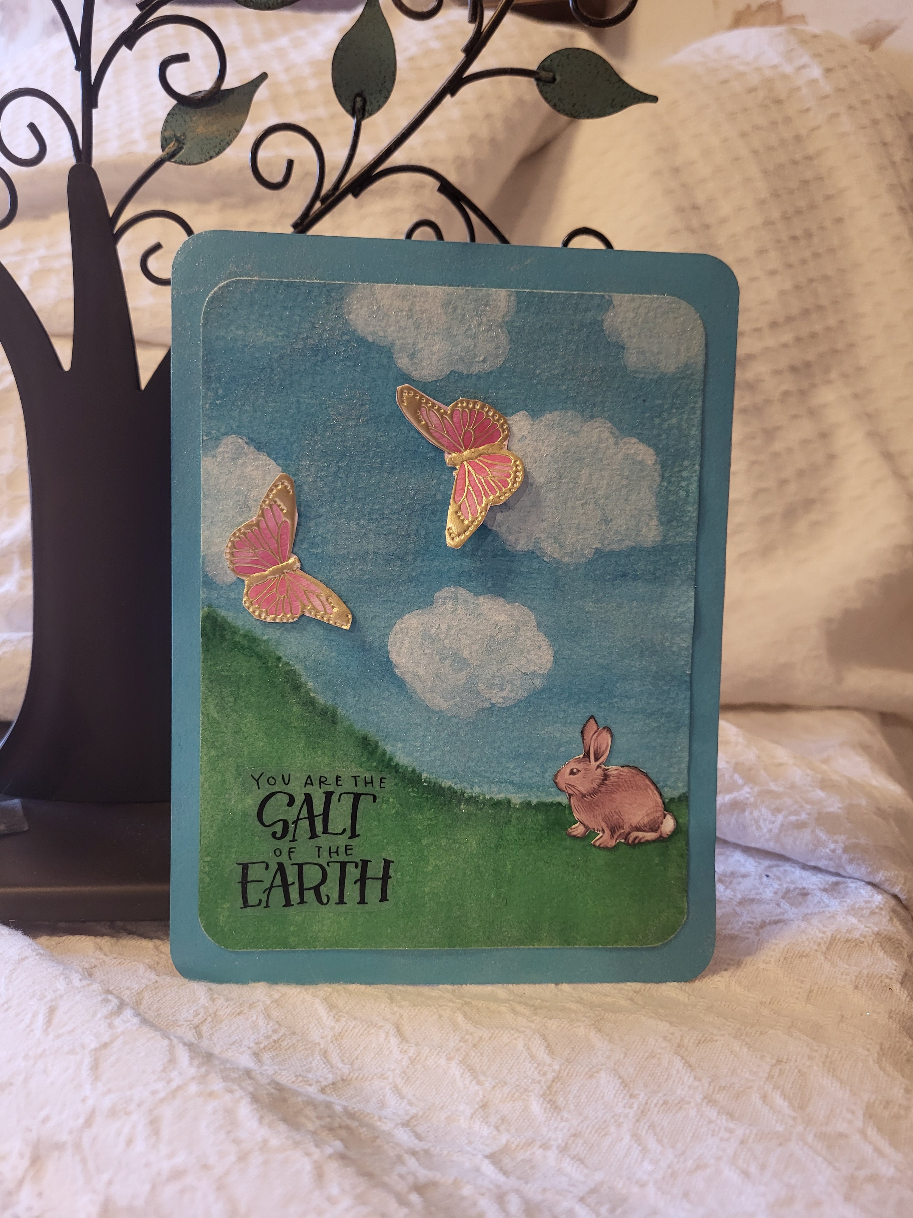 Meadow Watercolor – Bunny & Butterflies — “You Are the Salt of the Earth”